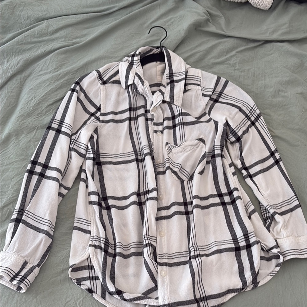 Black and White Plaid Button-Up Shirt